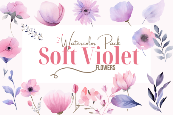 Download Violet Flowers Watercolor Clipart - Violet flowers watercolor Collection