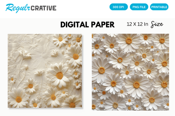 Download Cute Pastel Daisy Flowers Digital Paper - Premium Resources