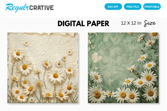 Download Cute Pastel Daisy Flowers Digital Paper - Premium Resources