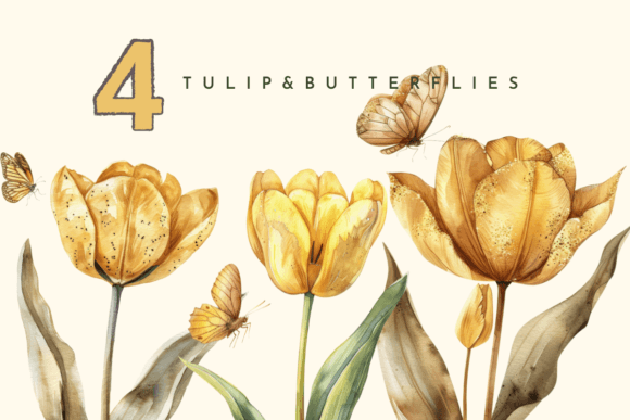 Download Tulip Flower, Watercolor Yellow Floral - Yellow floral Collection