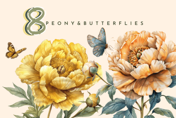 Download Peony Flower, Watercolor Yellow Floral - Yellow floral Collection