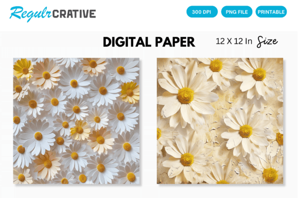 Download Cute Pastel Daisy Flowers Digital Paper - Premium Resources