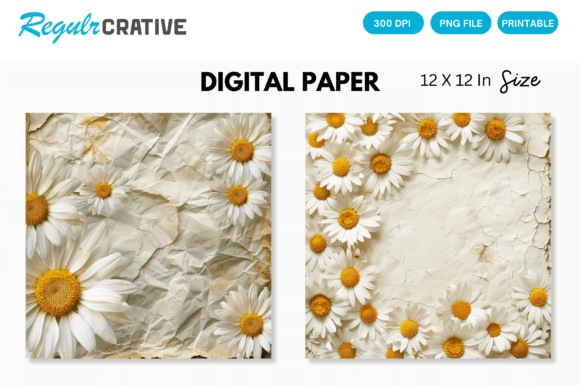 Download Cute Pastel Daisy Flowers Digital Paper - Premium Resources