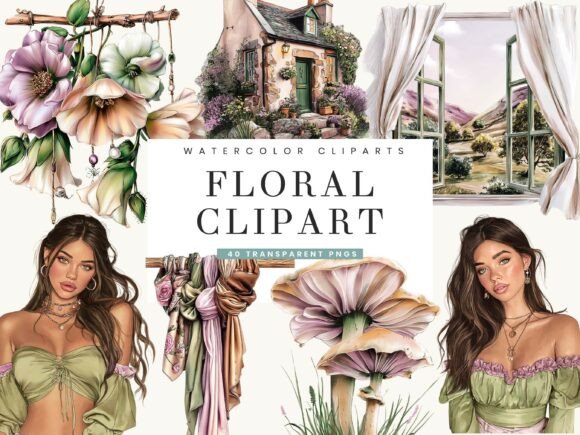 Download Watercolor Cottagecore Floral Clipart - Premium Resources