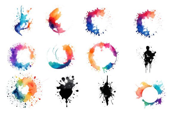 Download Watercolor Floral Stain Vector Design - Premium Bundle