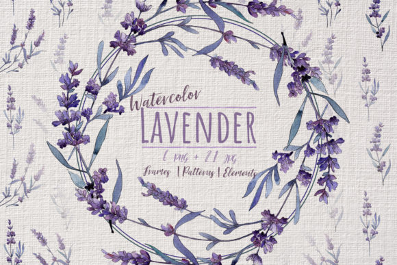 Download Wonderful Violet Lavender Watercolor Set - Lavender watercolor Collection