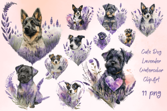 Download Cute Dog Lavender Watercolor ClipArt - Lavender watercolor Collection